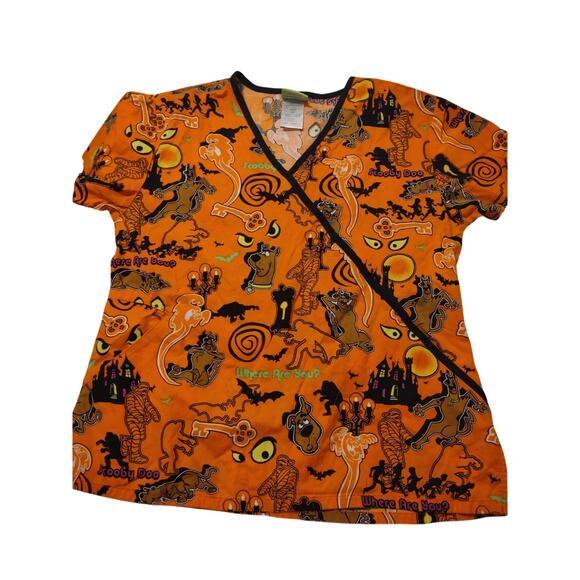 Scooby-Doo! Tops - Scooby Doo Halloween Print Scrub Top Size XS Spooky‎ Season
